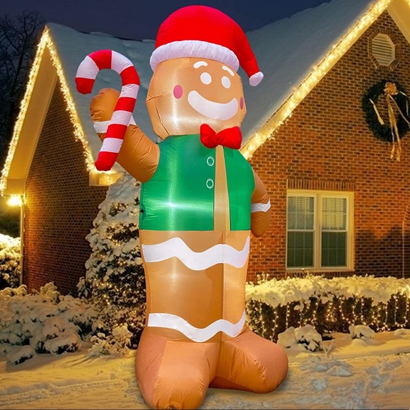 8 FT Tall Christmas Inflatable LED Gingerbread Blow Up NEW - Picture 1 of 5
